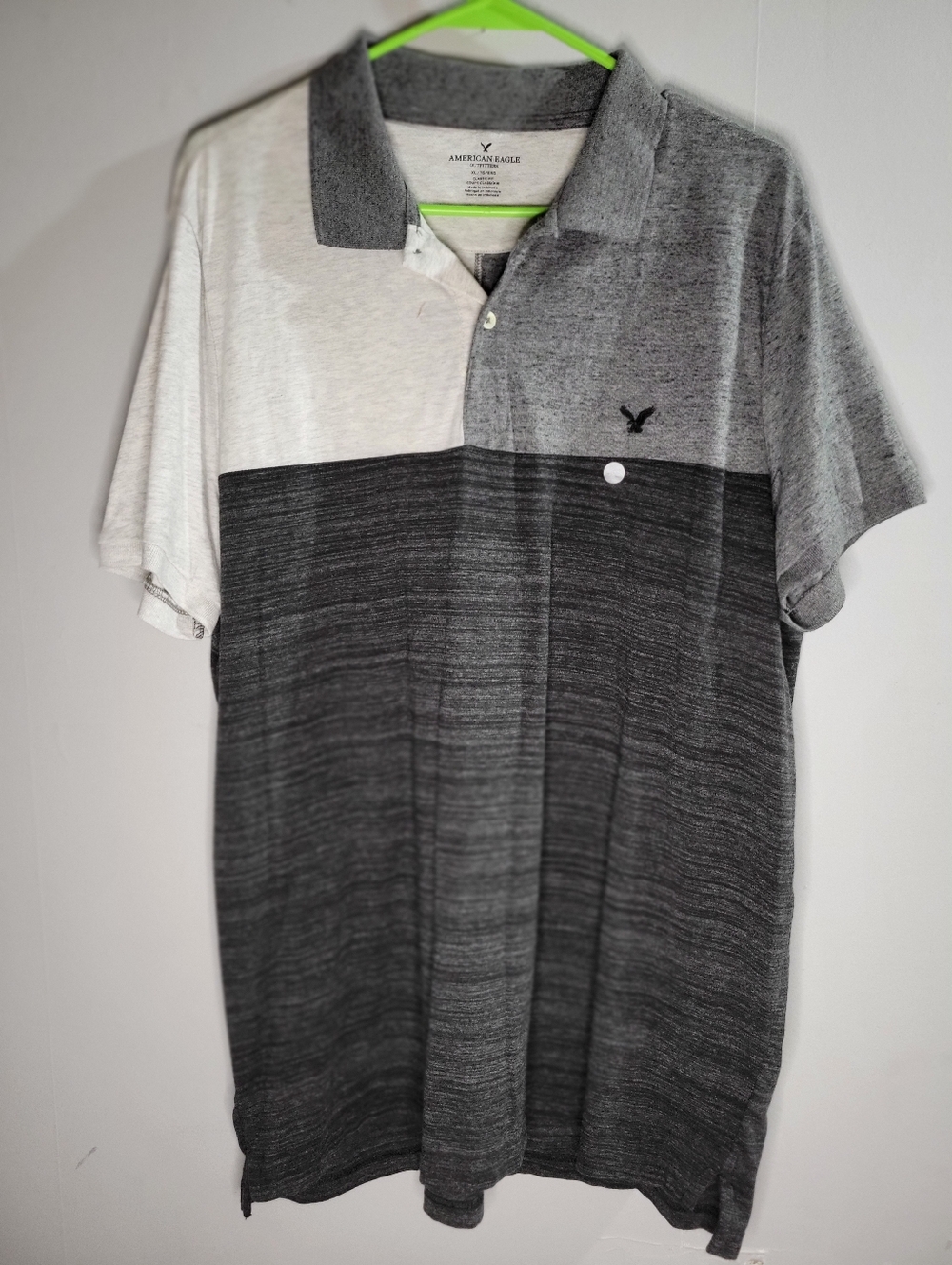 American Eagle Outfitters Men's Three-Tone Grey Polo